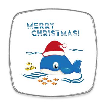Noël Baleine Mer Océan - Magnet carré - blanc - Devant