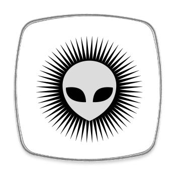 Strahlen Alien Kopf grau - Viereckiger Kühlschrankmagnet - Weiß - Vorne