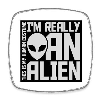 Citation extraterrestre de costume humain - Magnet carré - blanc - Devant