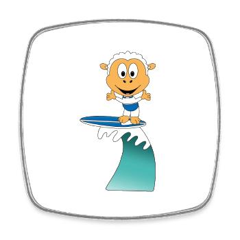 SCHAF - SURFER - WELLENREITER - WASSERSPORT - TIER - Viereckiger Kühlschrankmagnet - Weiß - Vorne
