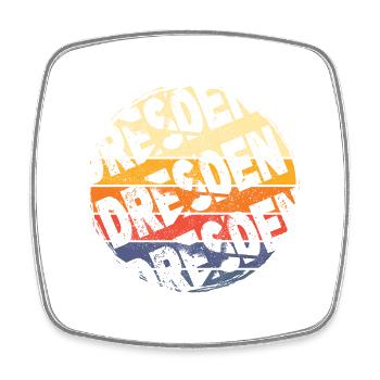 Dresden Germany City Vintage Retro Skyline - Square fridge magnet - white - Front