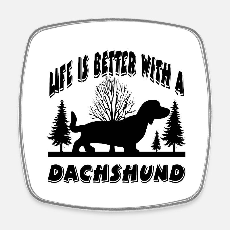 Dachshund - Square fridge magnet - white