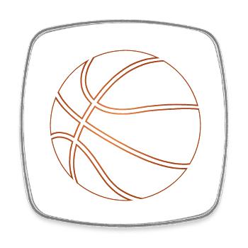 Basket-ball - Magnet carré - blanc - Devant