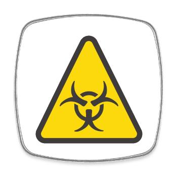 Étiquette de mise en garde jaune danger biologique - Magnet carré - blanc - Devant