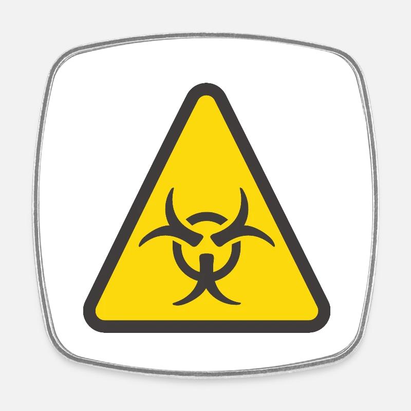 Warning label biohazard yellow - Square fridge magnet - white