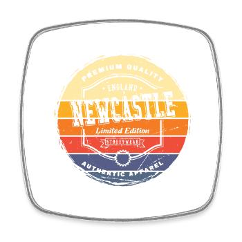 Newcastle England UK City Vintage Retro Skyline - Square fridge magnet - white - Front
