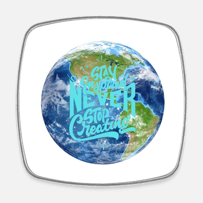 Planet Earth - Square fridge magnet - white