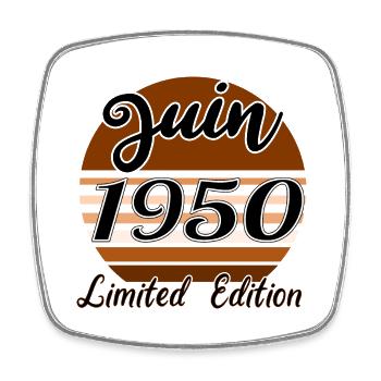 Juin 1950 Limited edition | Bois Bruns - Magnet carré - blanc - Devant
