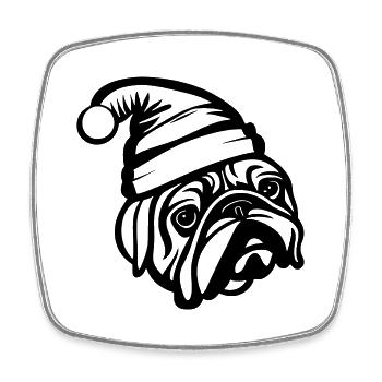 Bulldog Bulldogs Christmas Dog Vector - Square fridge magnet - white - Front