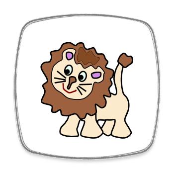 Cute funny brown lion - Square fridge magnet - white - Front