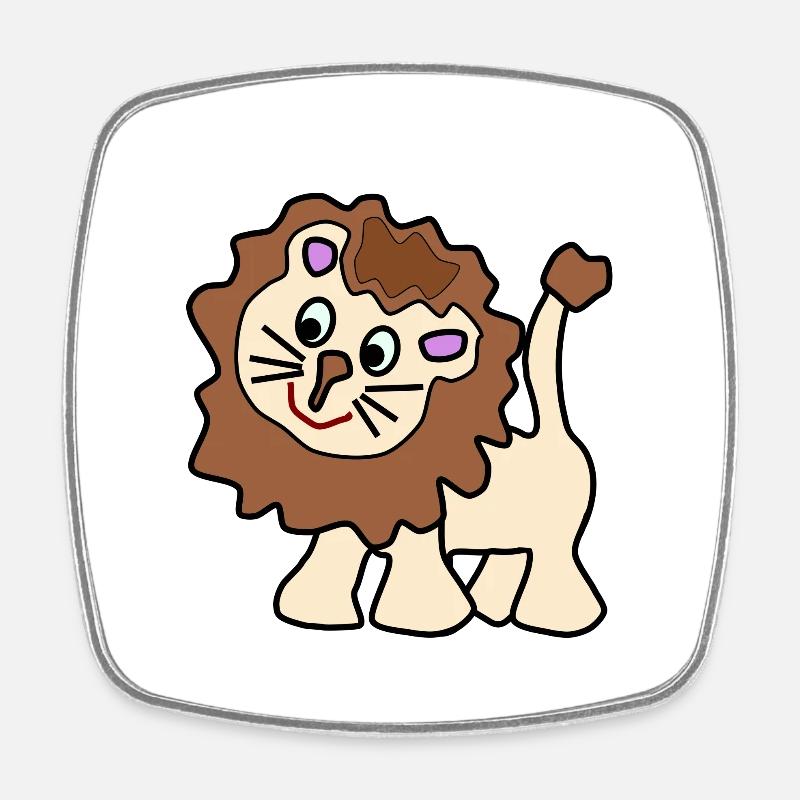 Cute funny brown lion - Square fridge magnet - white