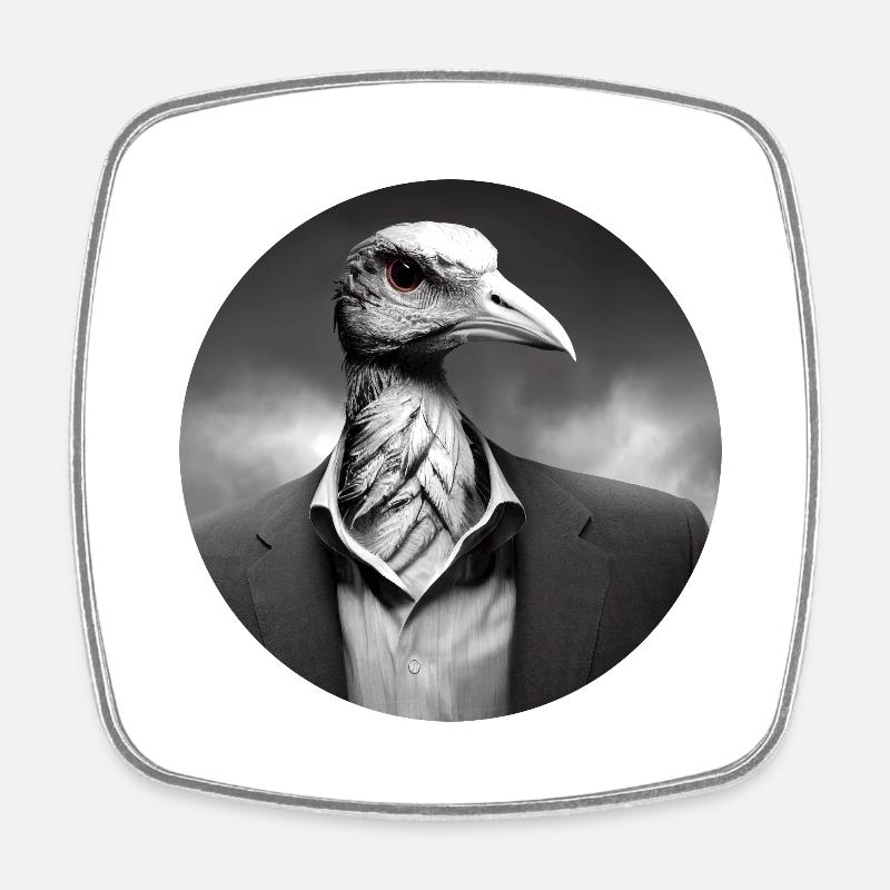 Humain géant avec visage d’oiseau - Magnet carré - blanc