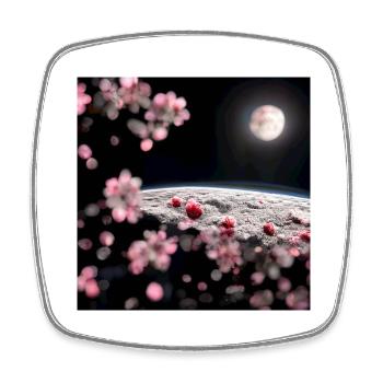 Cherry Tree on the Moon - Viereckiger Kühlschrankmagnet - Weiß - Vorne
