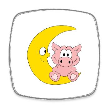 MOND - SCHWEIN - TIER - TIERISCH - KIND - BABY - Viereckiger Kühlschrankmagnet - Weiß - Vorne