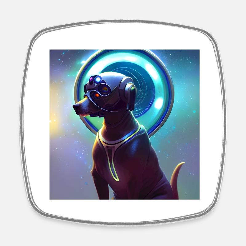 Le chien de l’univers - Magnet carré - blanc