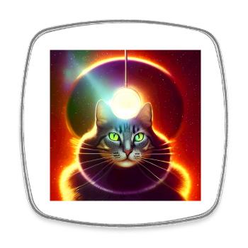 The Universe Cat - Viereckiger Kühlschrankmagnet - Weiß - Vorne
