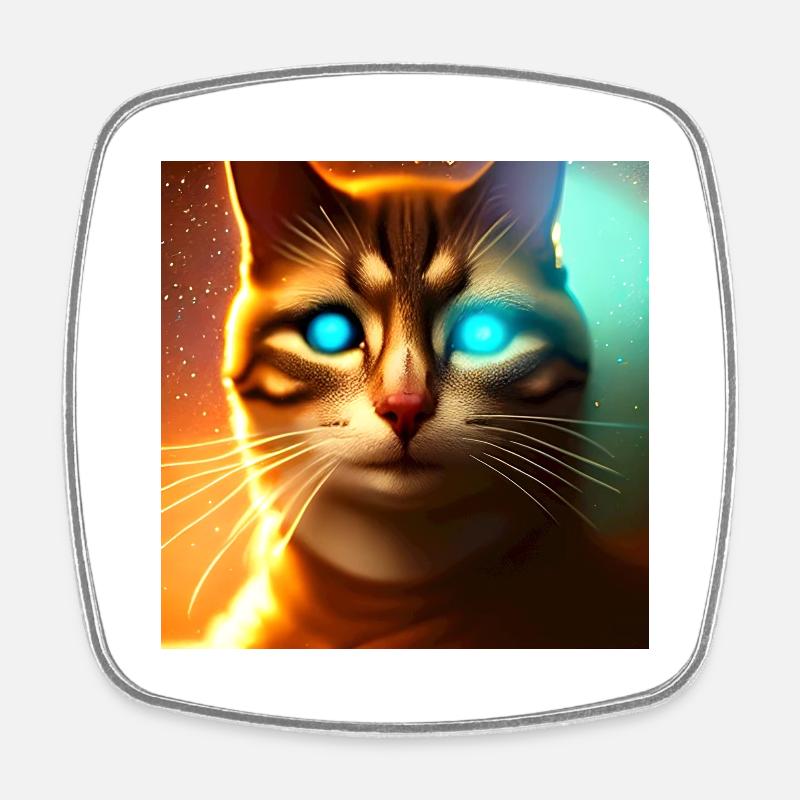 The Universe Cat - Square fridge magnet - white