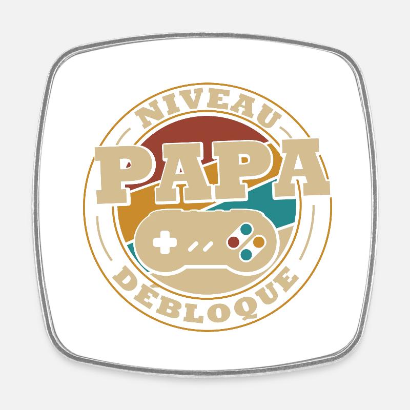 Niveau papa débloquer - Magnet carré - blanc