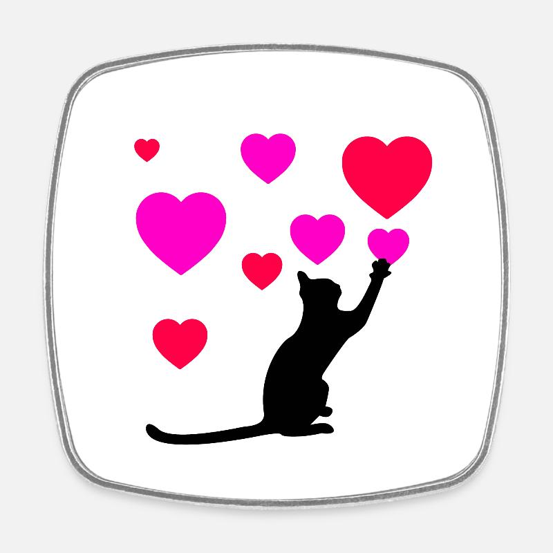 Cat - Square fridge magnet - white