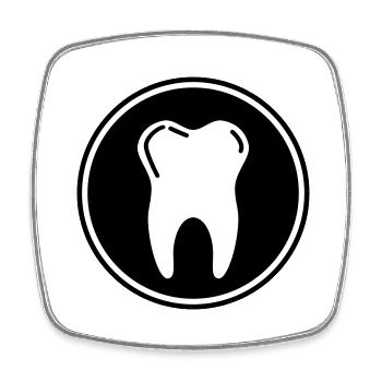 Symbole d'icône de dent - Magnet carré - blanc - Devant