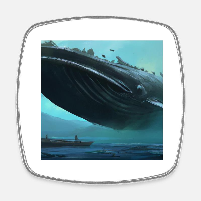 Baleine flottant dans le ciel - Magnet carré - blanc