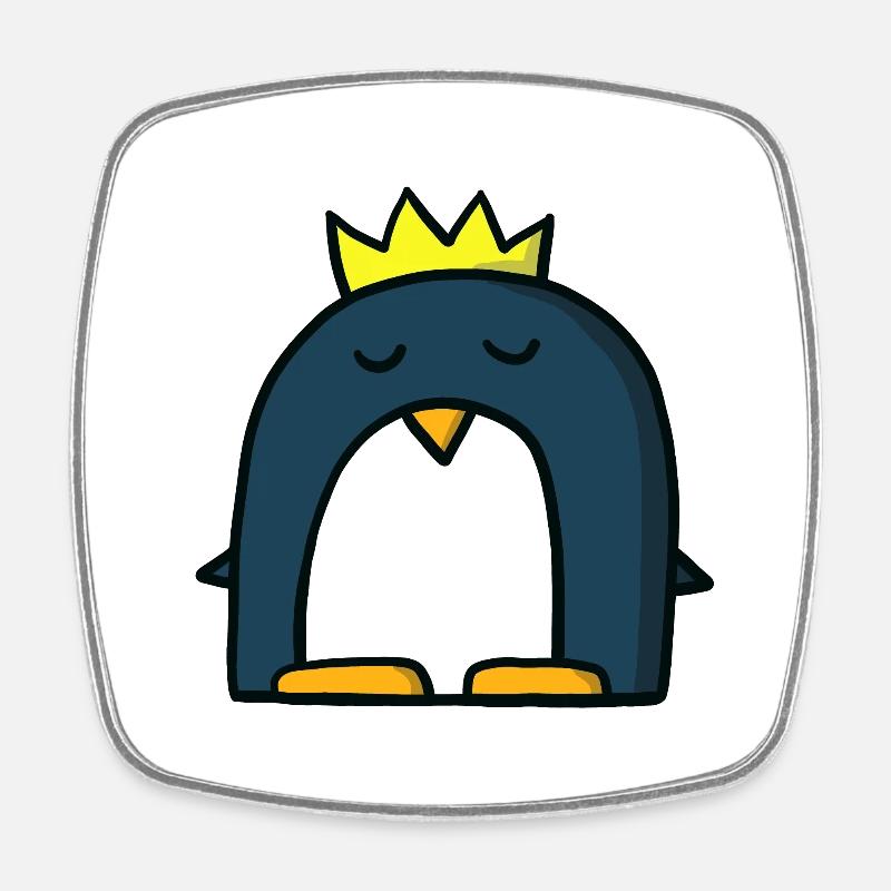 Penguin King - Square fridge magnet - white
