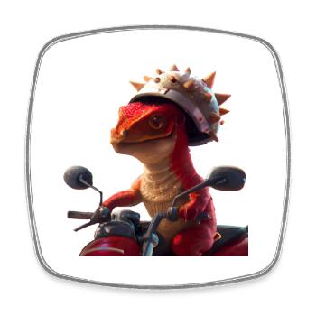 Happy Dino - Viereckiger Kühlschrankmagnet - Weiß - Vorne