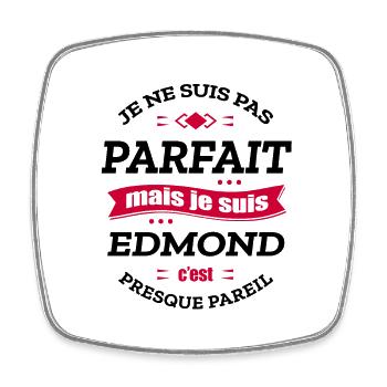EDMOND PARFAIT - PRENOM EDMOND - Magnet carré - blanc - Devant