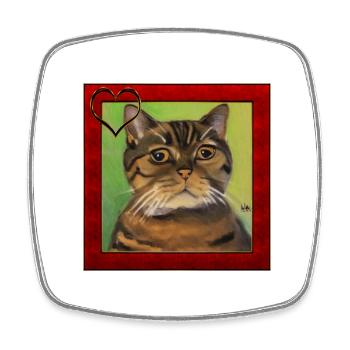 Katzenportrait 5 - Viereckiger Kühlschrankmagnet - Weiß - Vorne