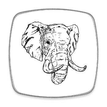 Éléphant - Magnet carré - blanc - Devant