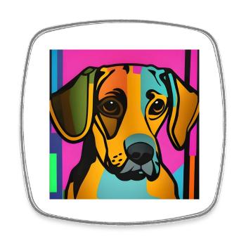 Chien Pop Art - Magnet carré - blanc - Devant