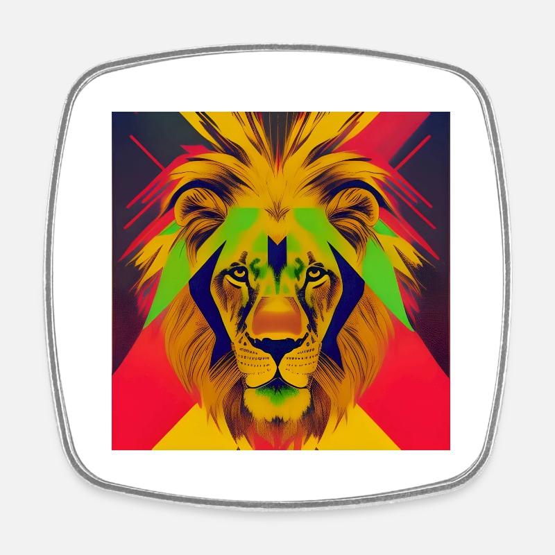 Lion - Square fridge magnet - white