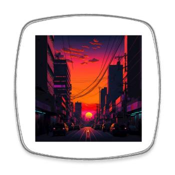 Tokyo Sunset - Square fridge magnet - white - Front