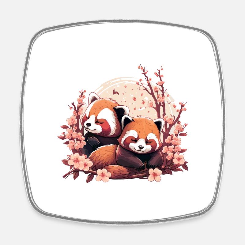 Sleeping Red Pandas - Square fridge magnet - white