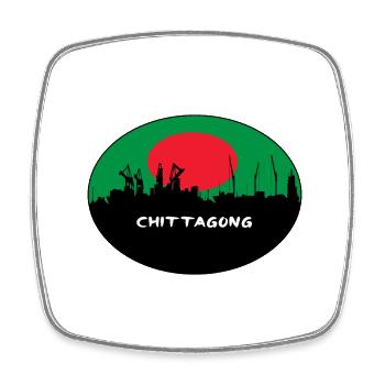 Chittagong Bangladesch Flaggen-Skyline-Schattenbild Trav - Viereckiger Kühlschrankmagnet - Weiß - Vorne