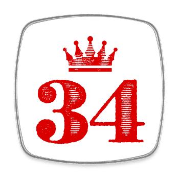 34 Number Krone - Square fridge magnet - white - Front