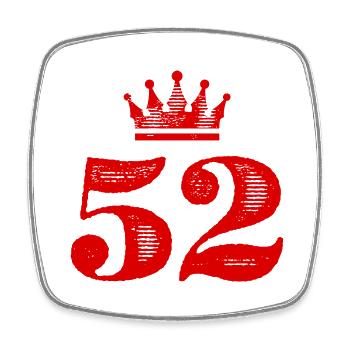 52 Zahl Krone - Viereckiger Kühlschrankmagnet - Weiß - Vorne