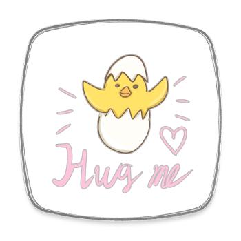 hug me bird chick animal love - Square fridge magnet - white - Front