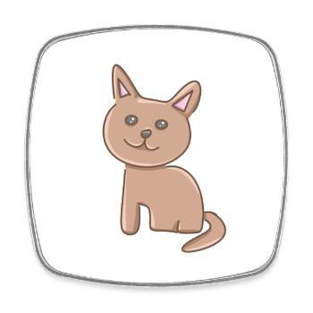 Chat Symbole Animal Mignon Cartoon Pet - Magnet carré - blanc - Devant