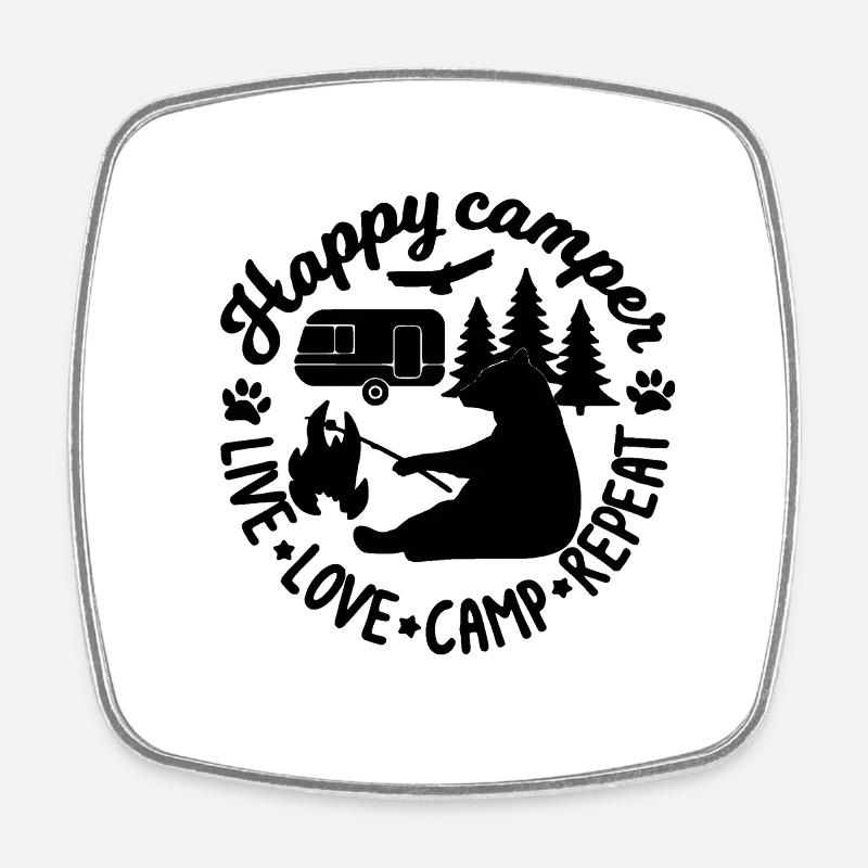 Camping - Magnet carré - blanc