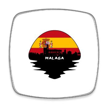 Malaga Spain Flag Skyline Silhouette Travel - Square fridge magnet - white - Front