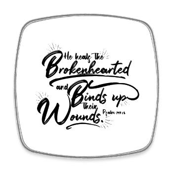 He heals the Brokenhearted - Viereckiger Kühlschrankmagnet - Weiß - Vorne