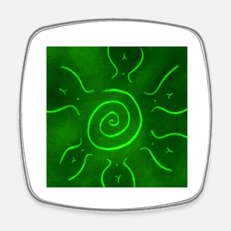 GREEN SUN - Square fridge magnet - white
