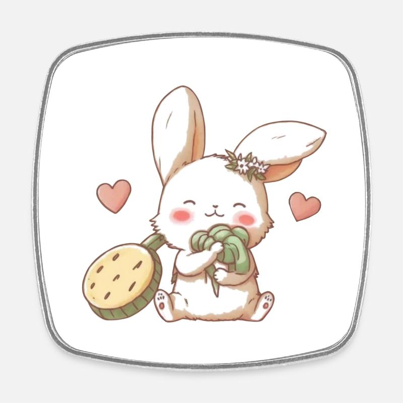 rabbit all cabbage - Square fridge magnet - white