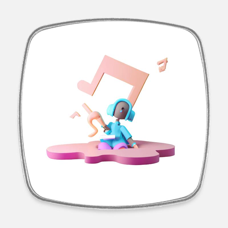 FUNNY MUSIC 08 - Square fridge magnet - white