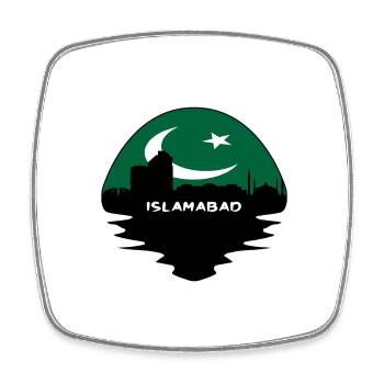 Islamabad Pakistan Flag Skyline Silhouette Voyage - Magnet carré - blanc - Devant