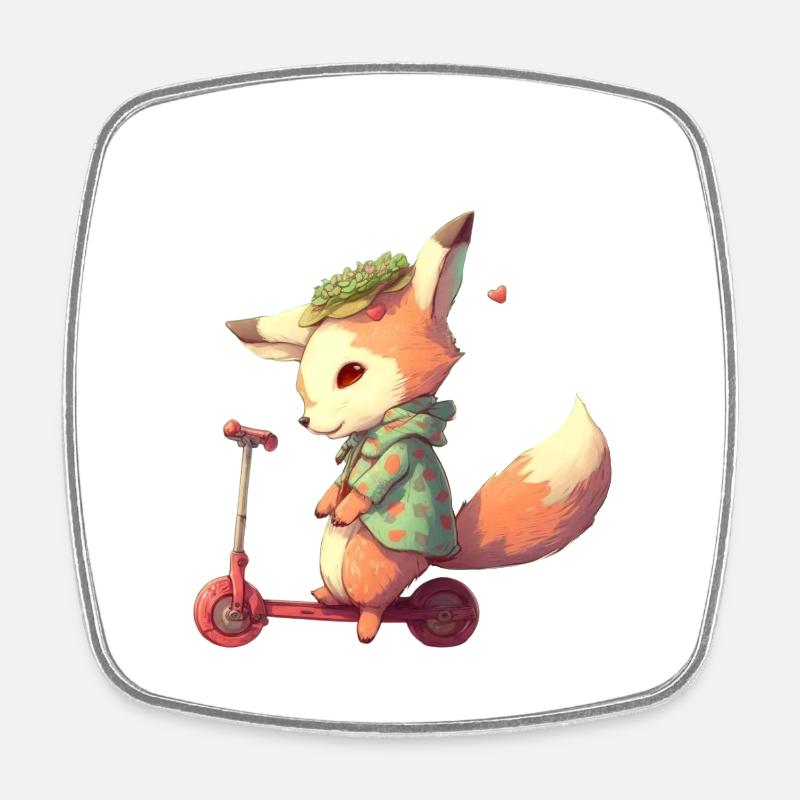 Fox Roller - Viereckiger Kühlschrankmagnet - Weiß