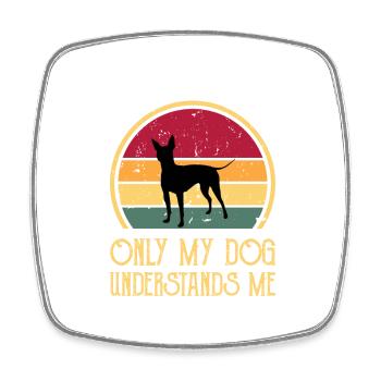 American Hairless Terrier Dog Silhouette Retro - Square fridge magnet - white - Front