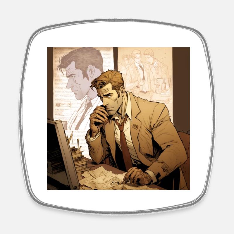 Image comique d’un espion espionnant John Constantine - Magnet carré - blanc