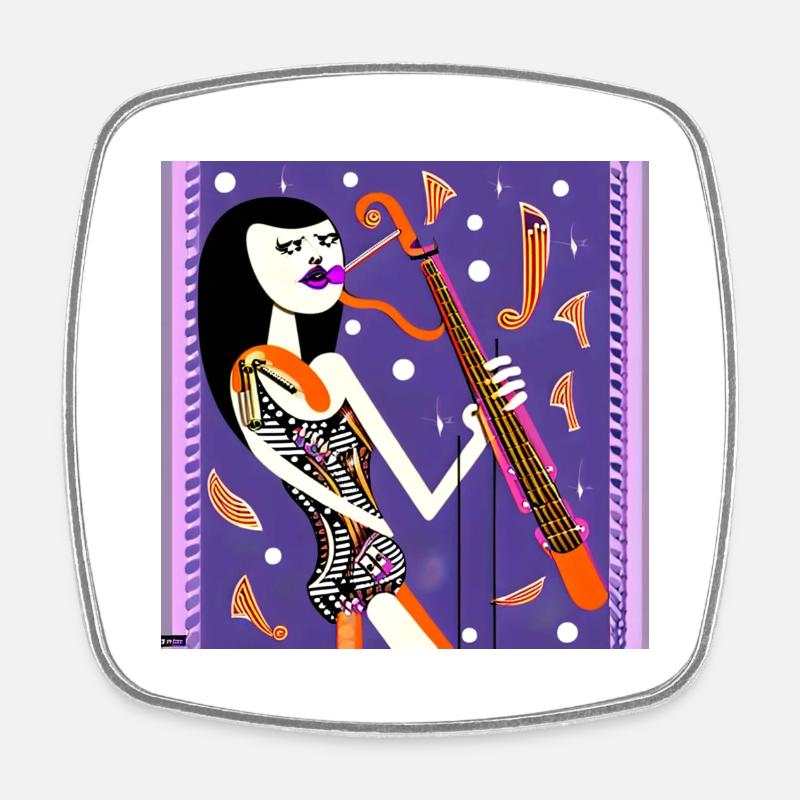 Musik Mädchen - Viereckiger Kühlschrankmagnet - Weiß